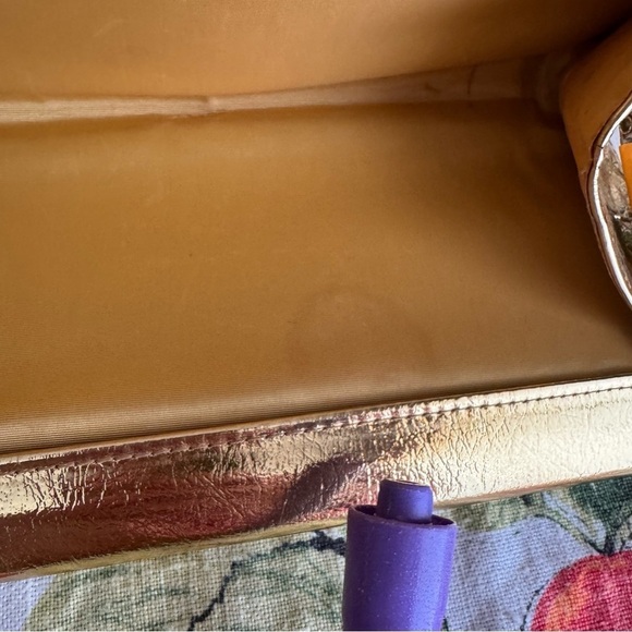Vintage gold foil snap closure clasp handbag